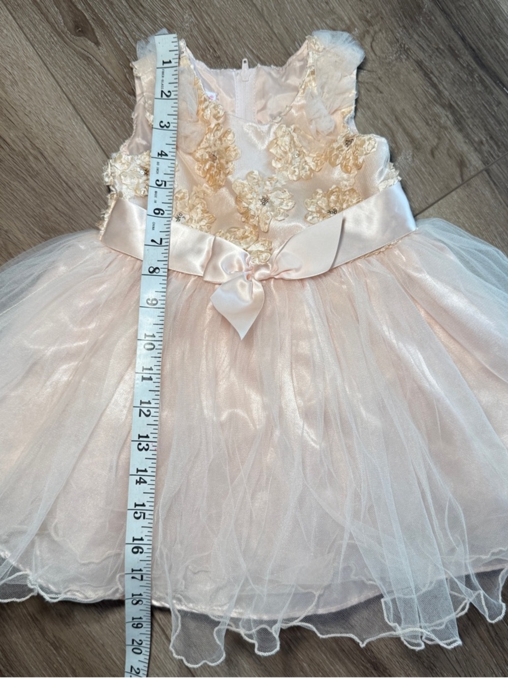 Bonnie Baby Ivory-Peach Floral Tulle Dress with Satin Bow size 18m Flower girl - Picture 6 of 7